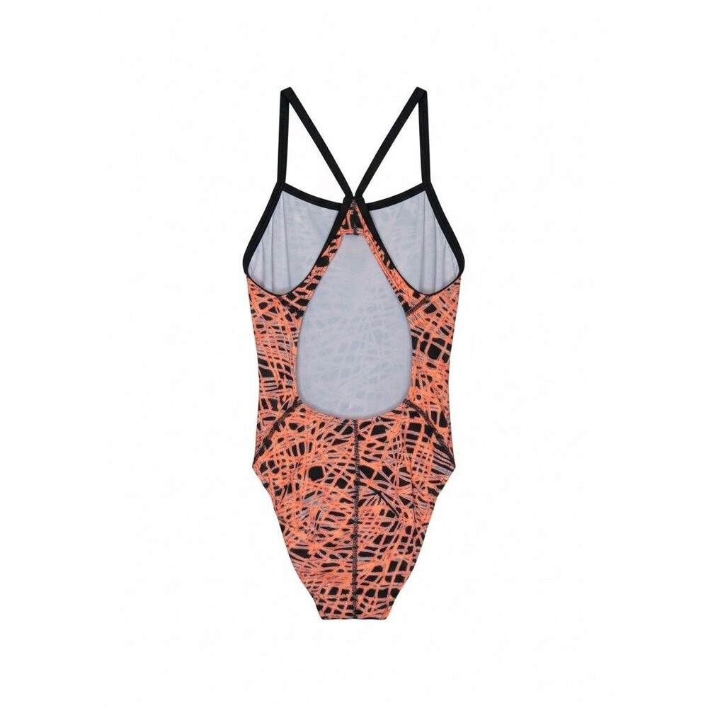 Nike Women's One Piece Swimsuit Black Orange Abstract Size 10 (36) B0064 - Picture 2 of 4
